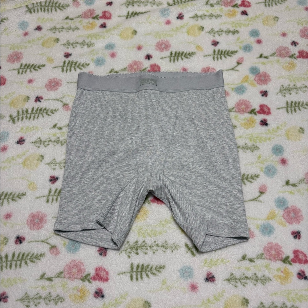 Skims Cotton Rib Boxer Heather Grey NWOT